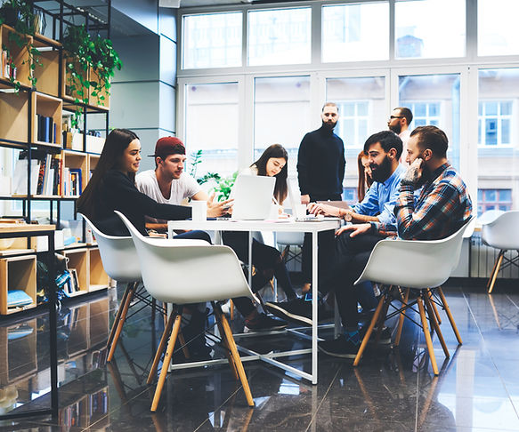 Equipe em sessão de consultoria em organização e processos